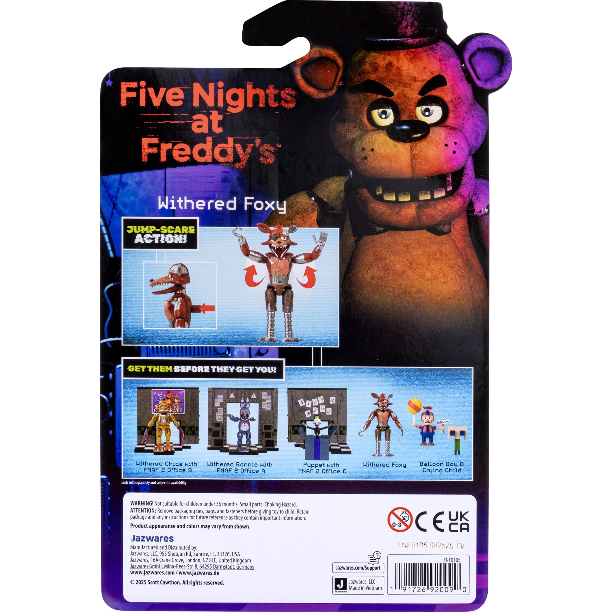 Jazwares Five Nights at Freddy’s Withered Foxy - 5-Inch Articulated Figure with Jumpscare Feature and Glow-in-The-Dark Eyes thumbnail 7