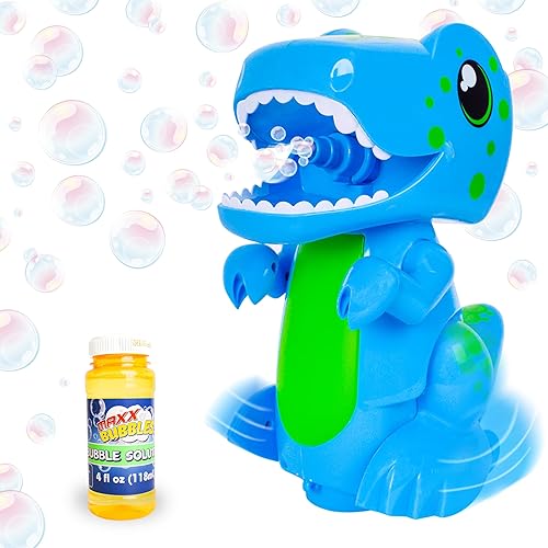 Bump N Go Dino - Soplador de burbujas en movimiento para niños, luces y sonidos, burbujas de dinosaurio, giros y movimientos, juguete exterior,