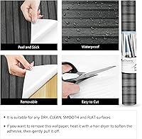 Vista 7 de LACHEERY Panel de Pared de Listones de Madera Negra de 160 X 24 Pulgadas Papel Tapiz Despegar y Pegar Panel de Madera 3D Papel Tapiz Despegar