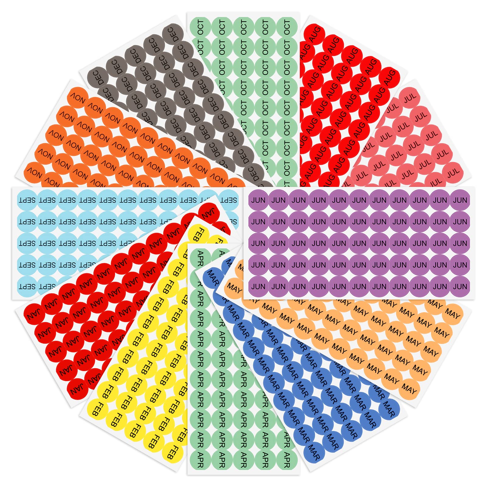 Amazon.com: 1320 Pcs Month Stickers Colorful Monthly Stickers 1 Inch ...