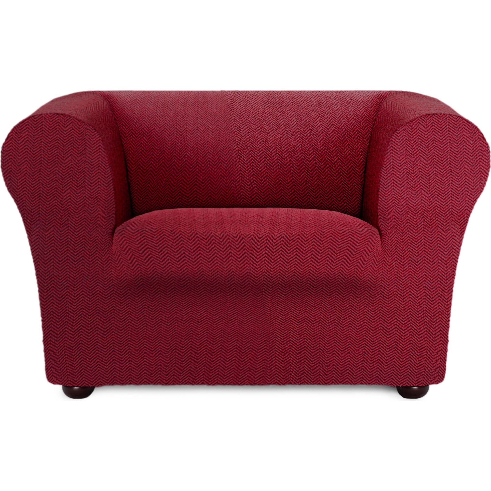 Housse de canapé bi-élastique bordeaux pour réparer un tissu usé
