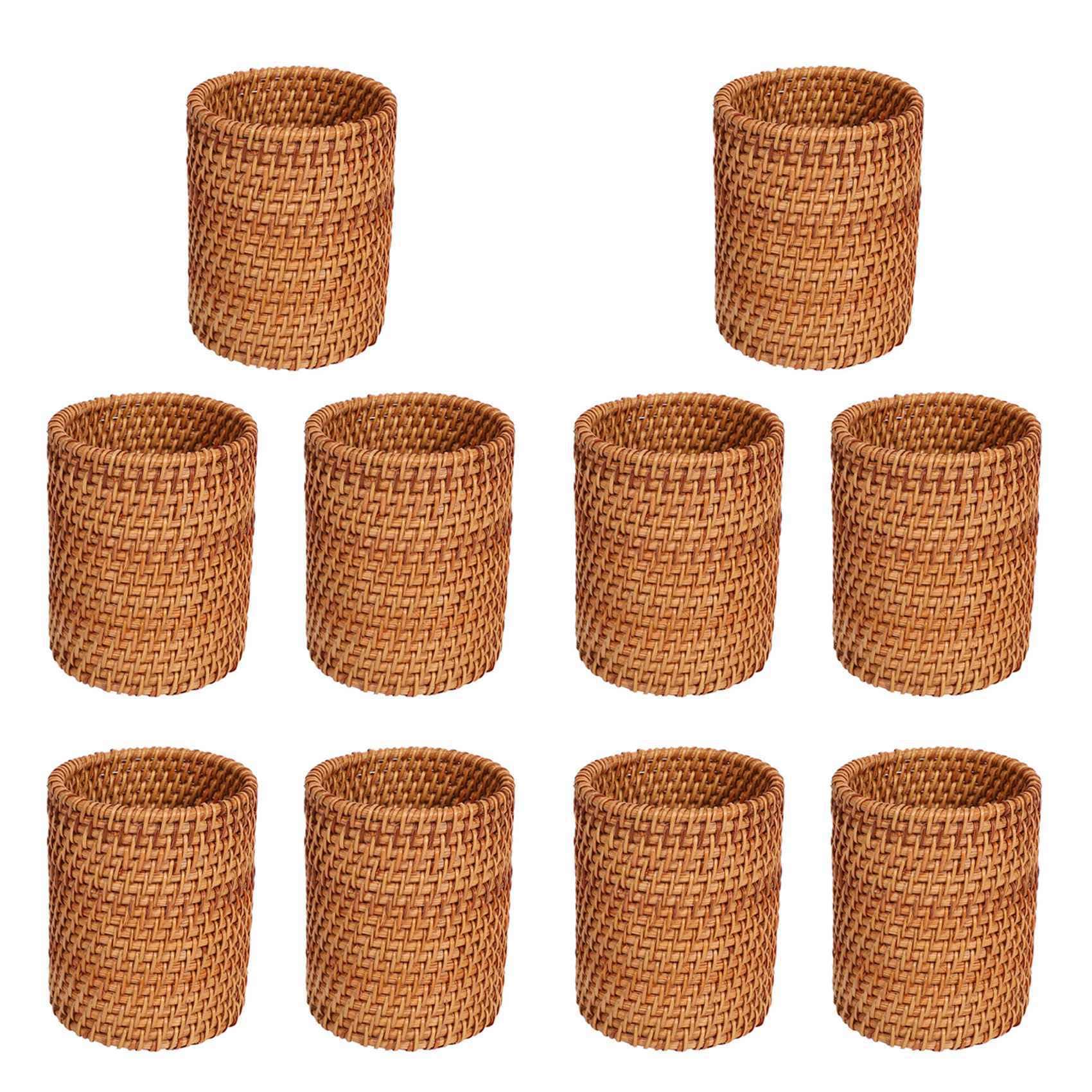 Hndhbfgrt 10X Rattan Chopsticks Tube Shovel Spoons Bucket Dinner Knives Forks Tableware Storage Box Home Storage Baskets A
