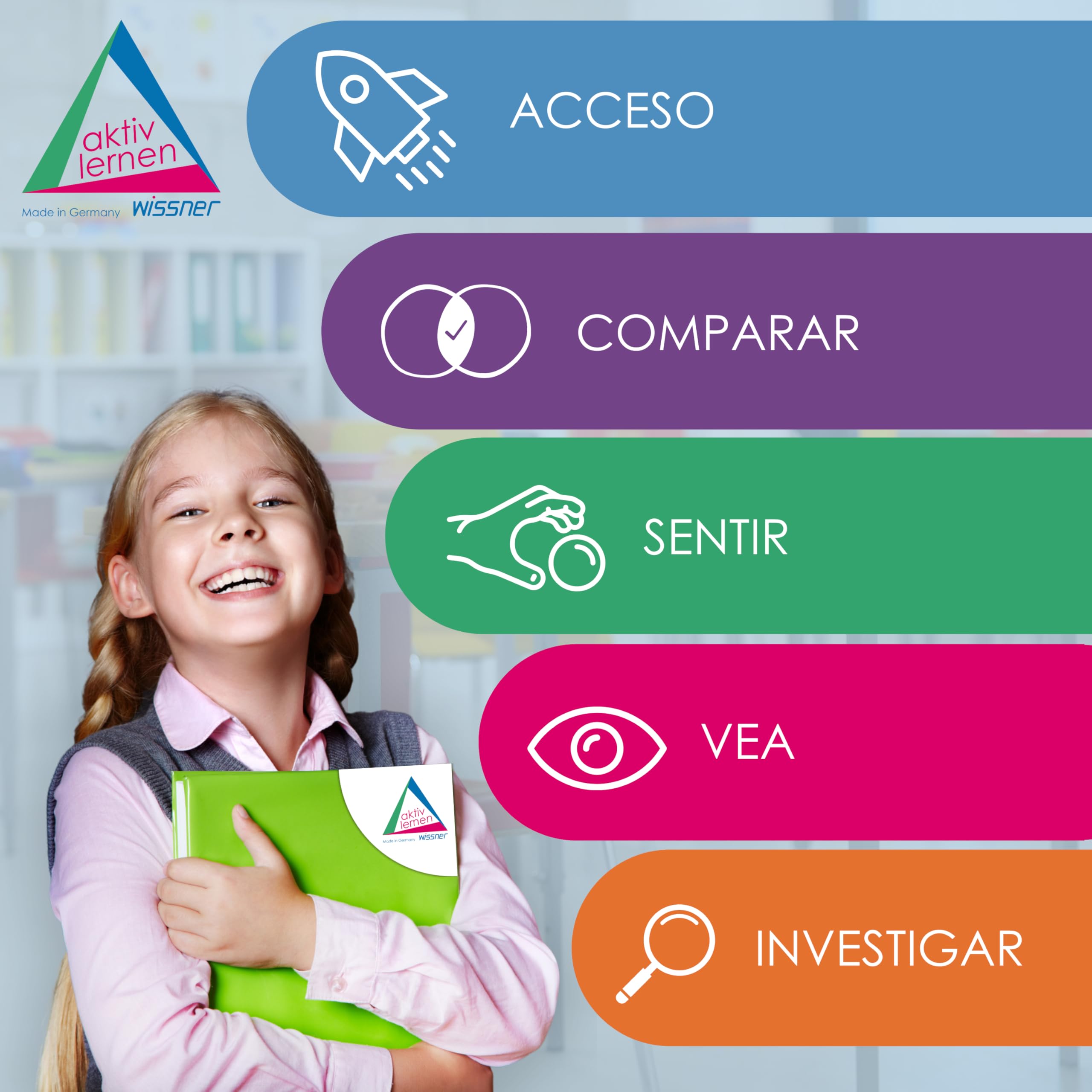 WISSNER® Aktiv lernen - Set de introducción cuisenaire con regletas de Madera (126 Piezas), Color - RE-Wood®
