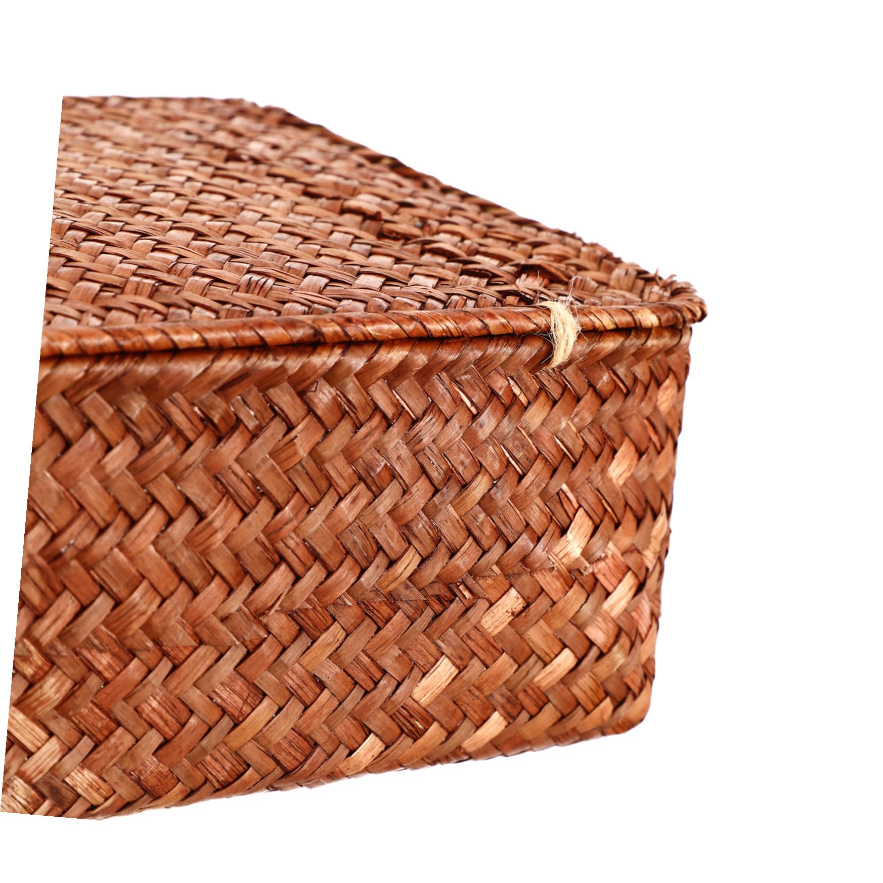 PACKOVE Cestas Tejidas de Algas Marinas con Tapa, Set de 3 Piezas Grande, Mediano y Pequeño, Caja Organizadora Multifuncional para Almacenamiento en Salón y Oficina, Caja Decorativa