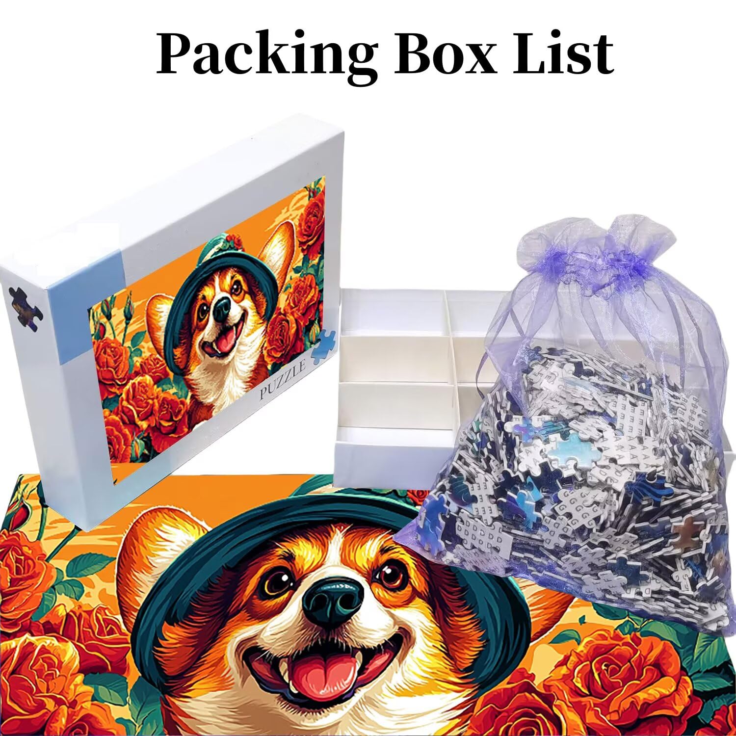 Puzzle dla dorosłych 1692 elementy, śliczne puzzle Corgi, trudne, wymagające, puzzle idealnie pasują, napis na plecach, bez pudru, prezent dla seniorów (179x31cm) v-596