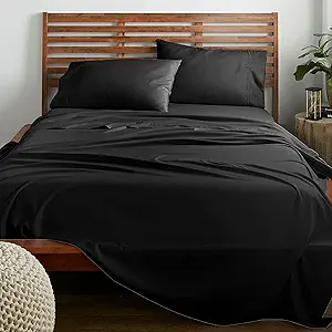 American Home Collection Queen Size Sheet Set - 16-Inch Deep Pocket - Ultra Soft Microfiber Bed Sheets - Breathable, Wrinkle and Fade Resistant, Easy Care - 4 Piece Set (Queen, Black)