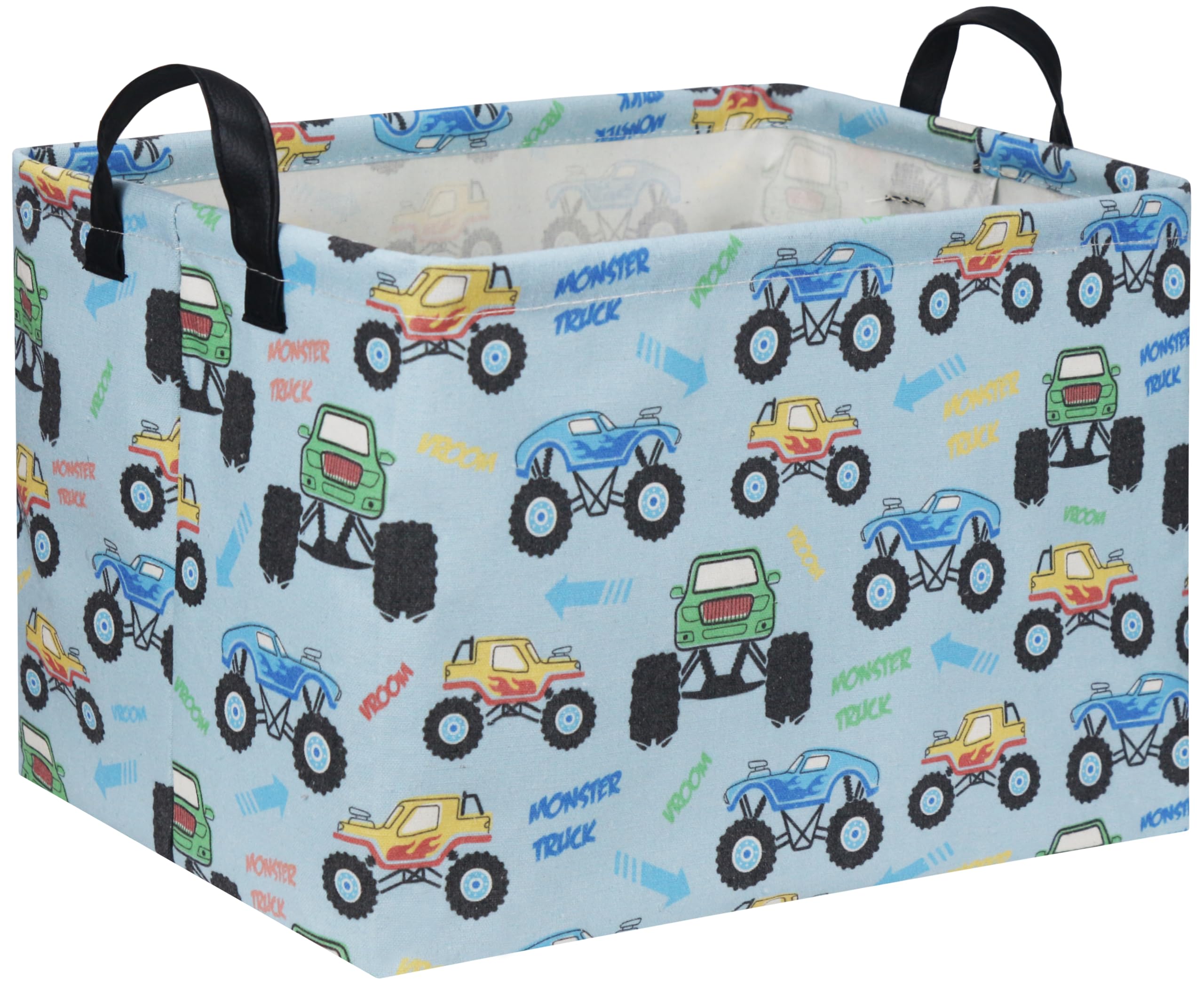 Rectangular Monster Truck Baskets Kids Gift Bins Empty Baby Basket for Boys Toy Storage Basket Organizer Bin Box Room Decor for Home(Monster Truck)