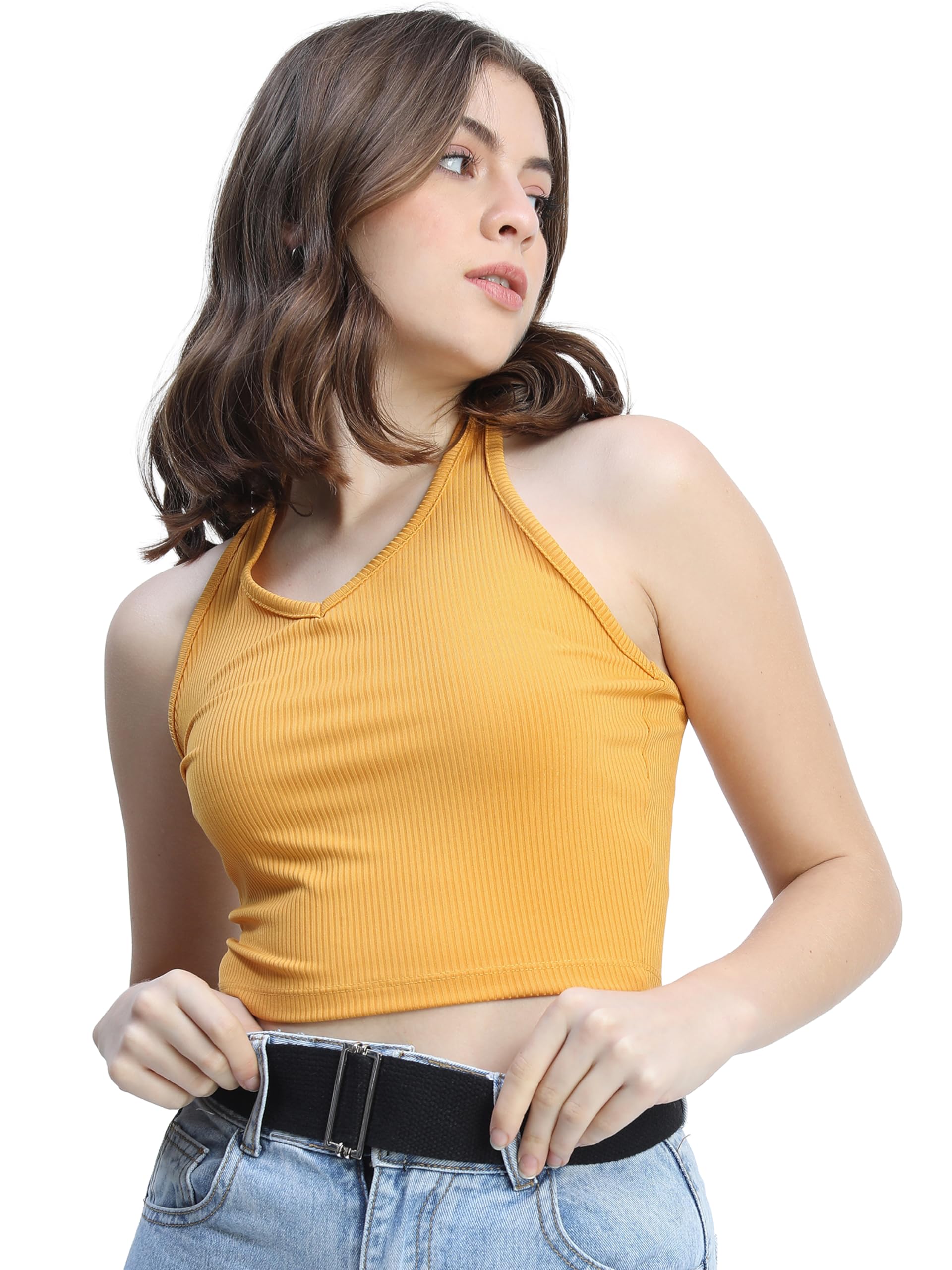 tokyo talkies Women's Sleeveless High Neck Solid Tops| Stylish Casual wear-picture-18