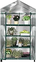 4 Tier Mini Greenhouse - Portable Greenhouse with Locking Wheels and PVC Cover for Indoor or Outdoor - 27 x 19 x 63-Inch Green House by Home-Complete