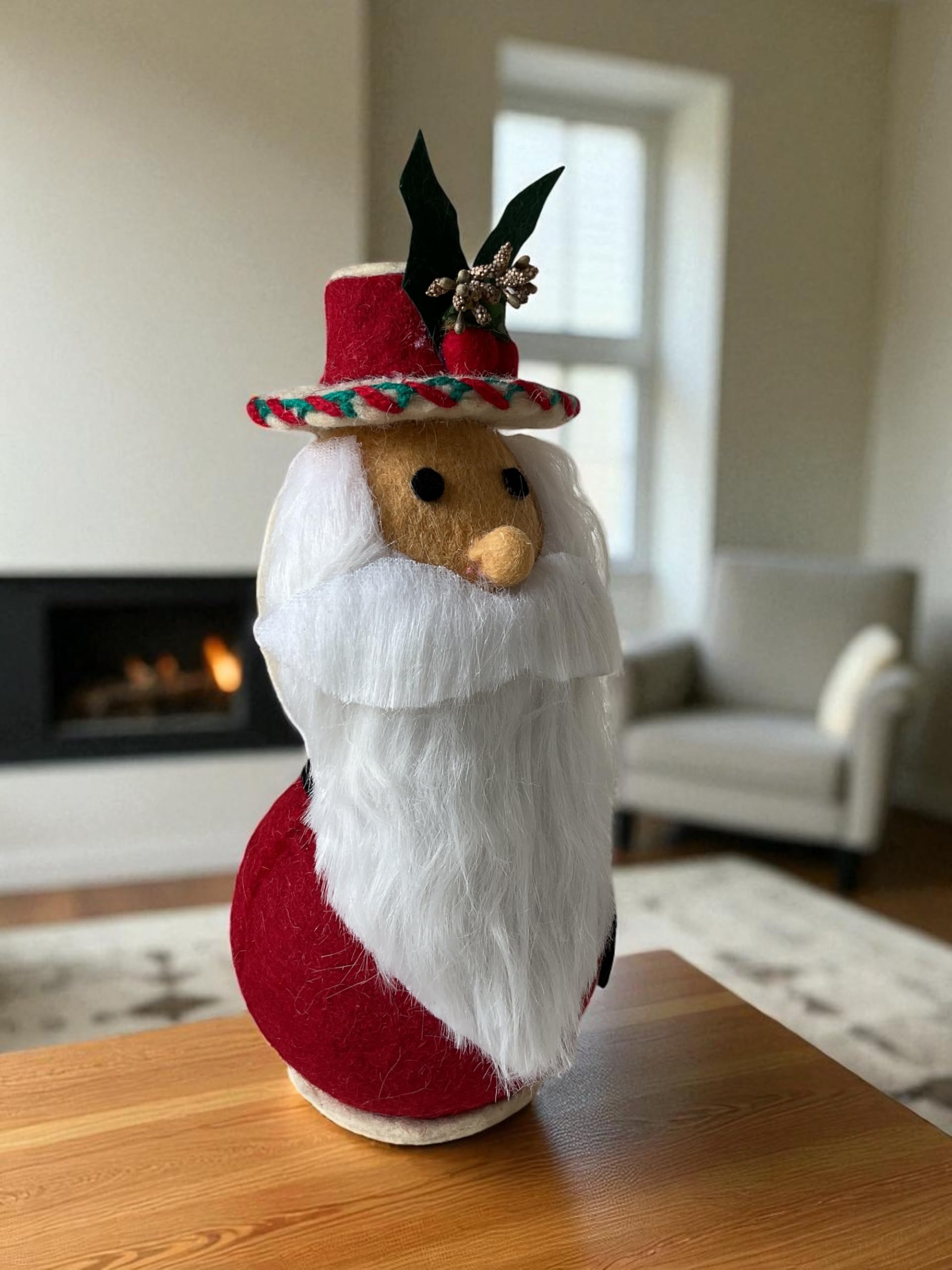 New Trend Craft.Christmas Santa Gnome Decoration with Red Hat, White Beard, Pine Cone and Succulent Display 1