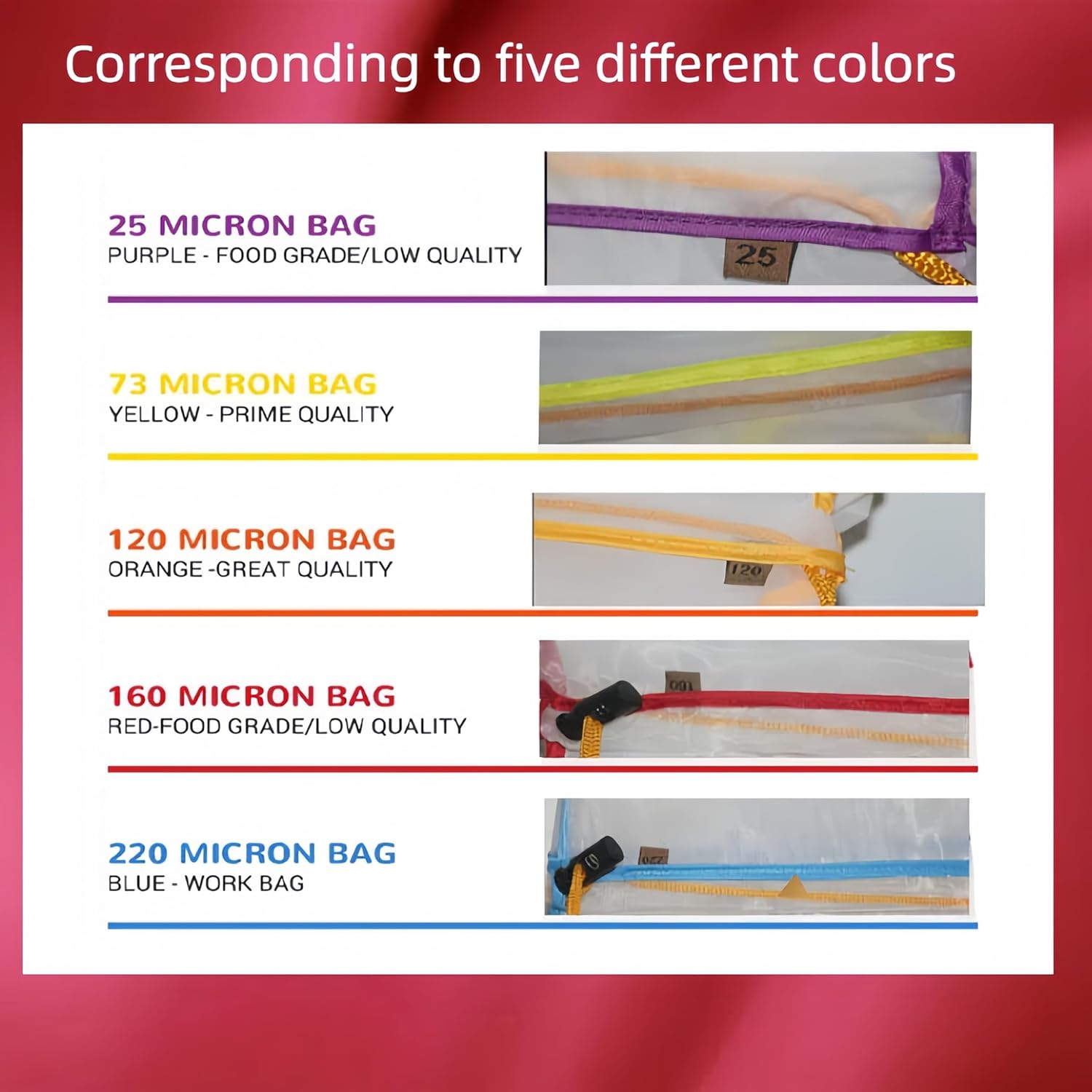 5-Pack 5-Gallon All-Mesh Storage Bags, 5 Color Fine Nylon Mesh, FIQAPJ 5 Pieces Per Pack - For 5 Gallon Bucket, Reusable Filter Bag With Opening On Top - Hydroponics, Gardening.