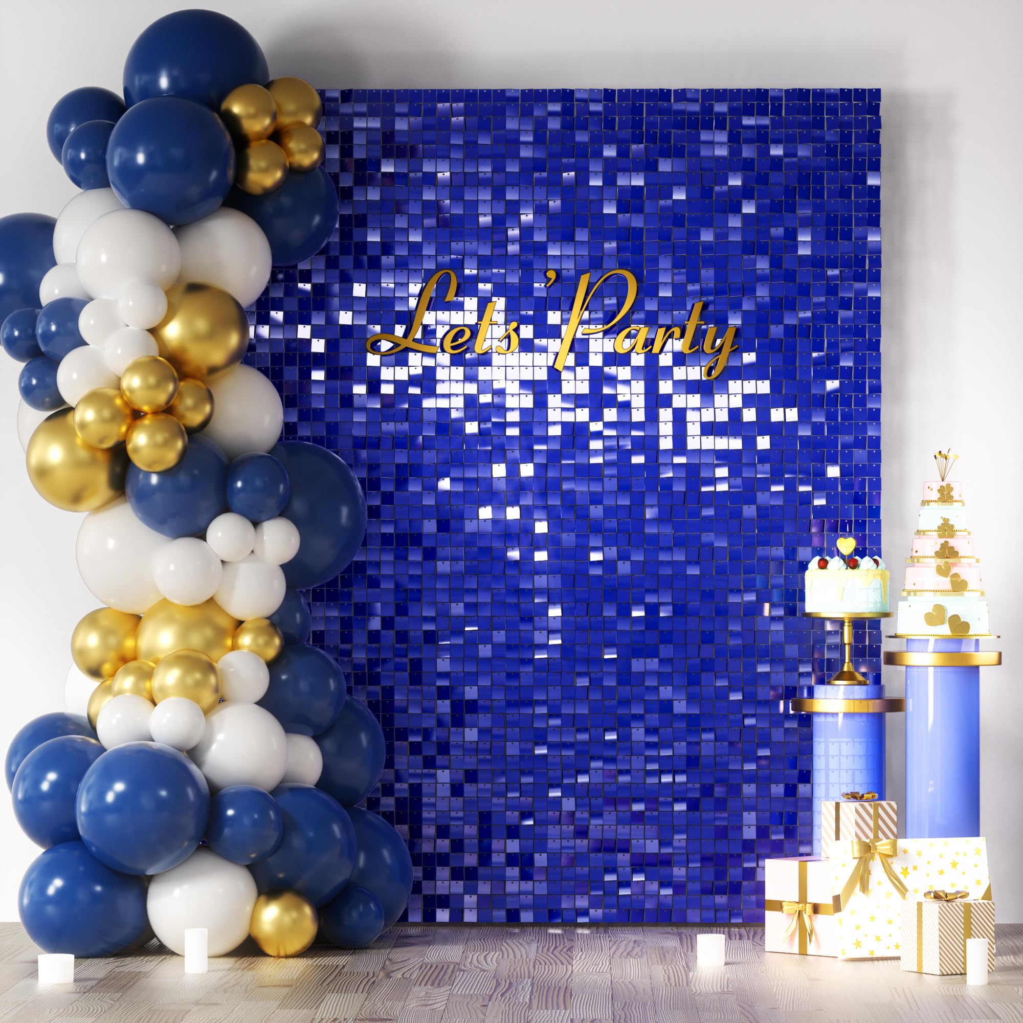 COKAOBE LiteGrid Series Shimmer Wall Backdrop - 24Pcs Blue