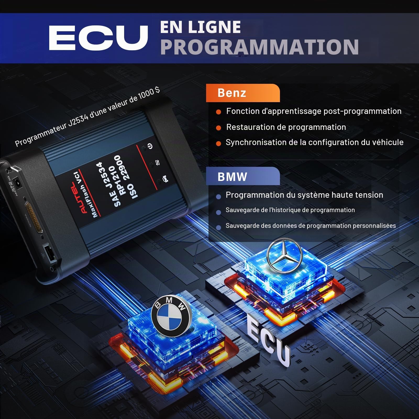 Autel MaxiSys Elite II Pro Scanner: 2 Ans de Mise à Jour Gratuite, Mise à Niveau du MS909/MS919/MS Ultra/MS908SPro II Outil de Diagnostic, J2534 Reprogrammation ECU&Codage OE, CANFD&DoIP, 38+ Service