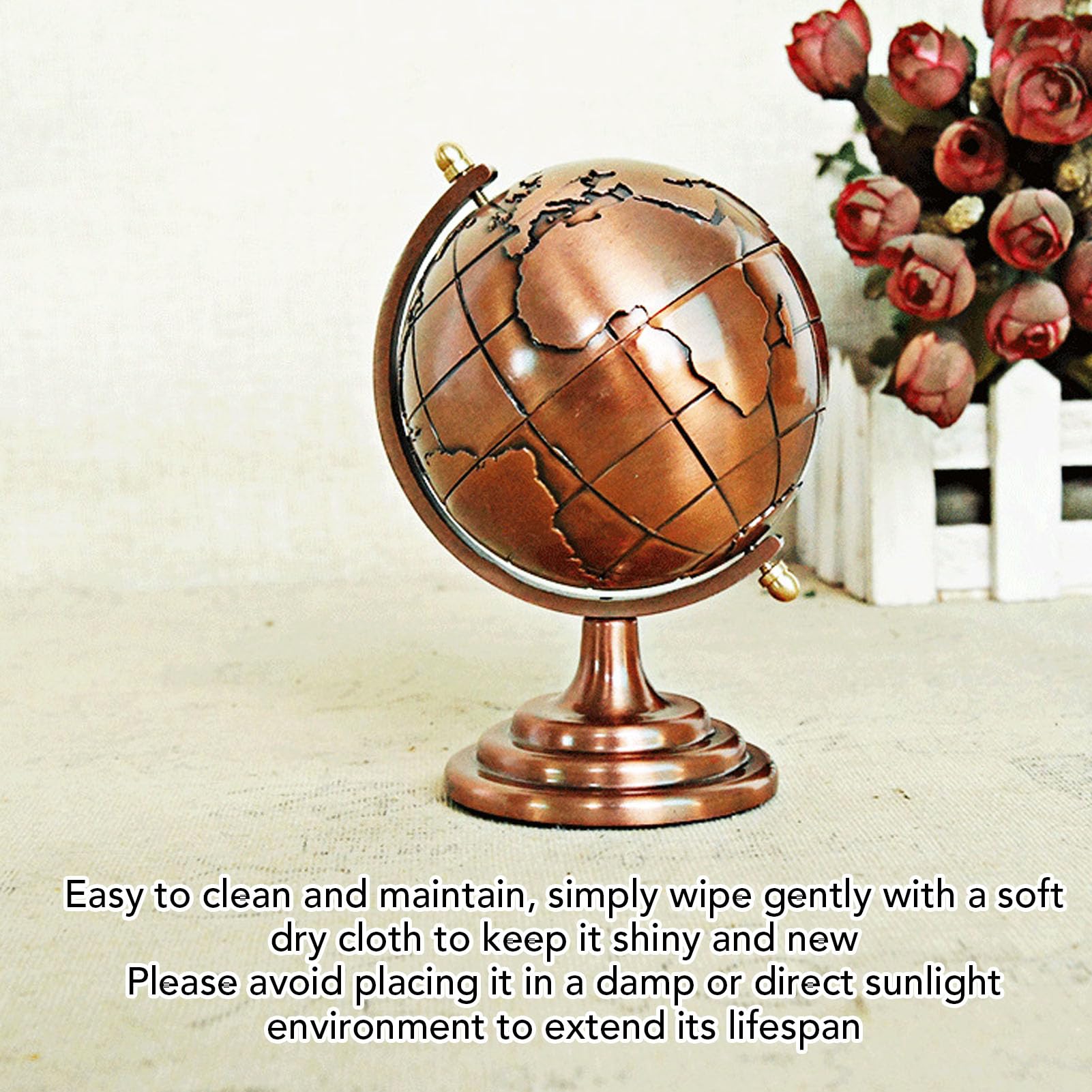 Alloy Earth Model, Alloy Globe Model Wine Red Metal Globe Ornament for Home Office Study Decor