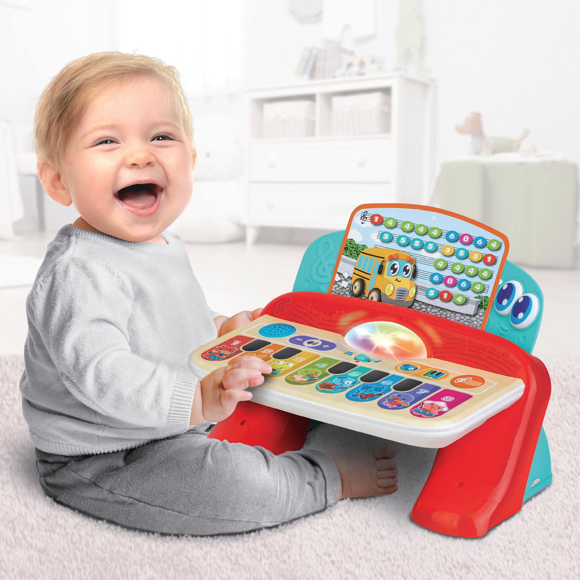 Winfun Pianino dla dzieci, Zabawki z muzyką dla dzieci, Zawiera nuty, Światło i dźwięk, Przyciski dotykowe, Zabawka muzyczna, Prezenty dla dziecka 1 rok, 47258