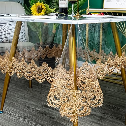 Fhberni Mantel redondo de plástico transparente, impermeable, de vinilo, PVC, bordado, borde de encaje, transparente, para cocina, uso en exteriores Fhberni Mantel redondo de plástico transparente, impermeable, de vinilo, PVC, bordado, borde de encaje, transparente, para cocina, uso en exteriores