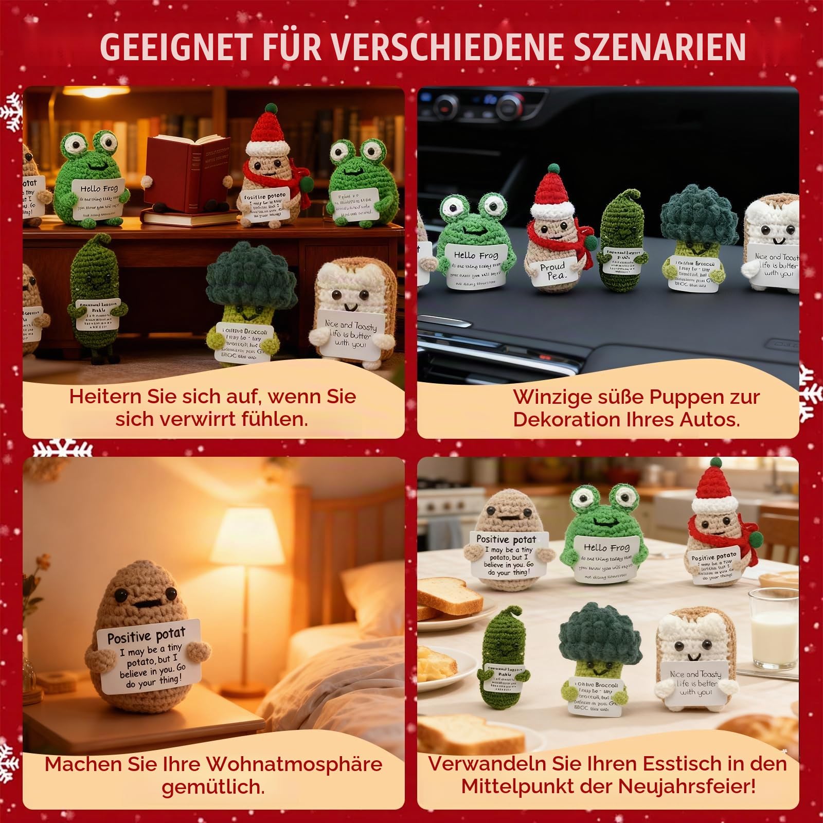 Emotionale Unterstützung Adventskalender 2025, 24 Tage Weihnachtszählkalender mit 24 einzigartigen positiven Häkel-Tierchen, Perfektes Herzwärmendes Geschenk for Familie & Freunde