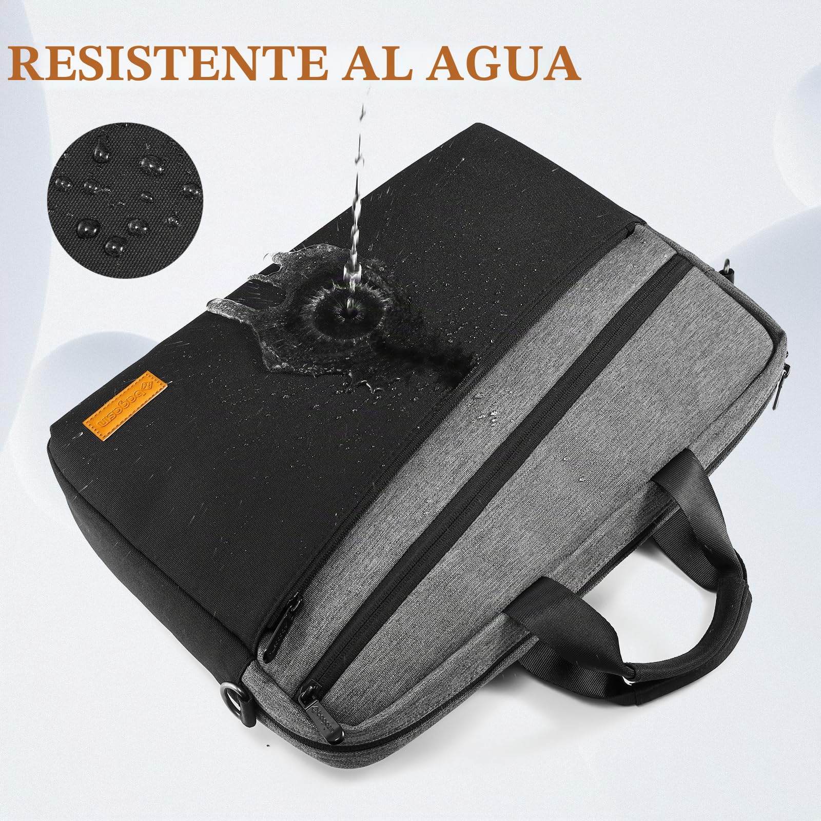 bagasin Bolso de Hombro para Portátil de 15,6 17,3 Pulgadas, Maletín Bolsas Ligero Bandoleras de Tejido Repelente al Agua