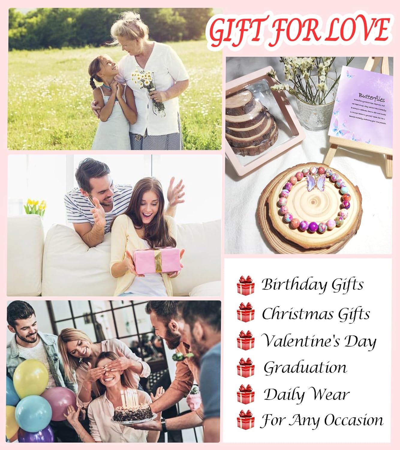 Butterfly Bracelet for Women - Butterfly Jewelry Gifts Natural Stone Inspirational Gifts for Her, Wife, Mom, Best Friend, Sister, Women - Image 7