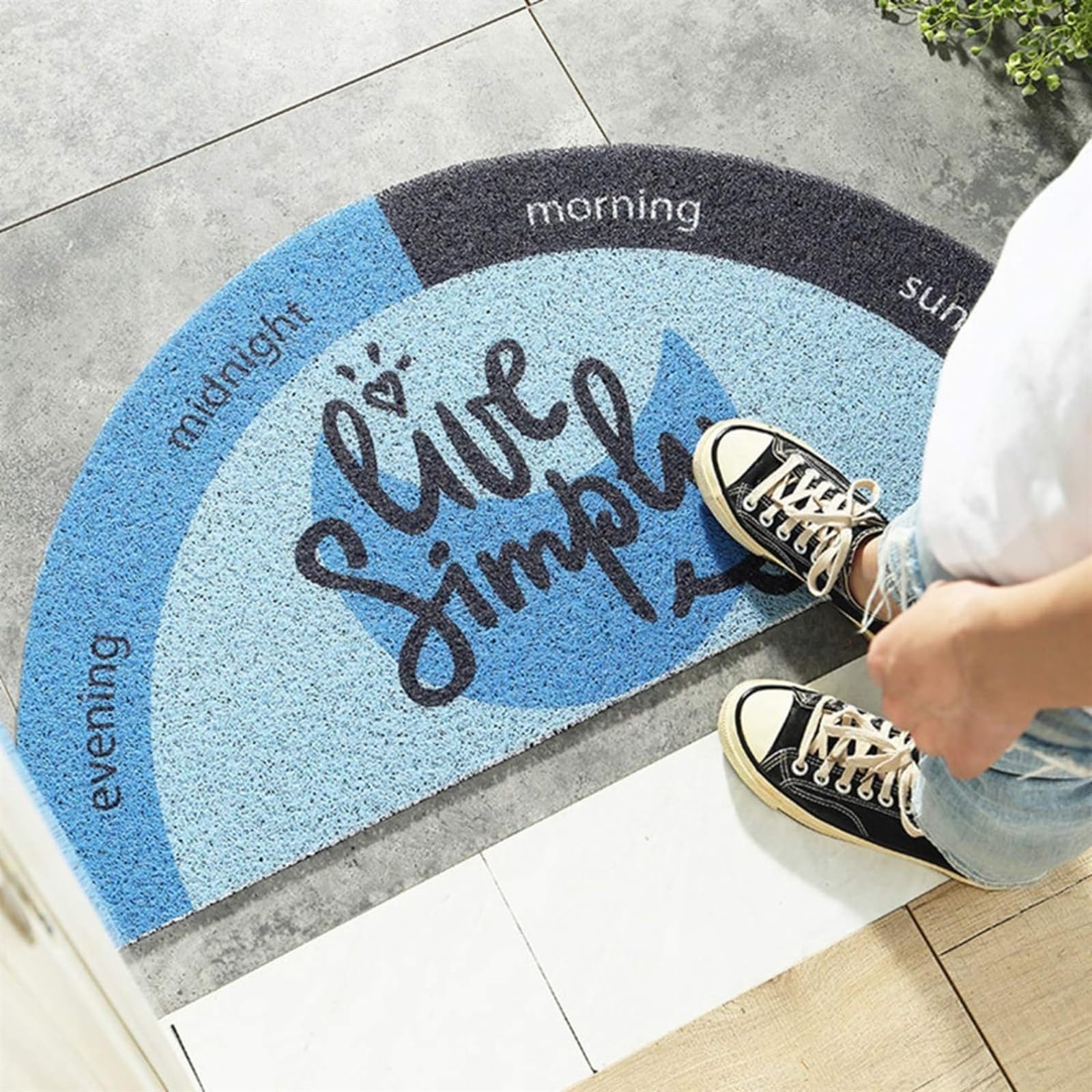 Felpudo Atrapapolvo para Puerta de Entrada Alfombra De Baño Semicircular, Absorbente Antideslizante,Alfombrillas Lavables,Piso Interior Resistente(C,45x90cm(18x35inch))