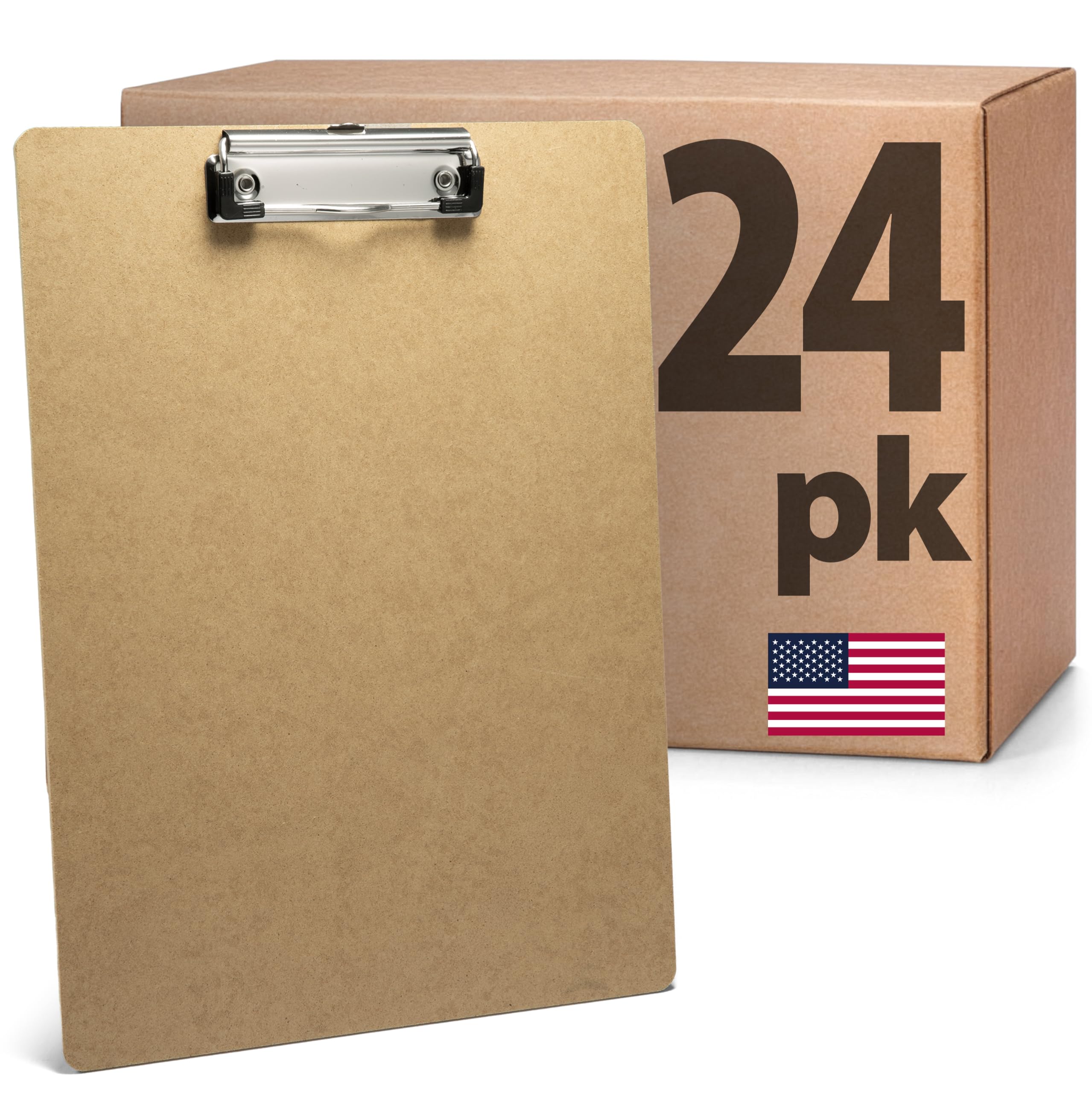 Recycled Wood Clipboards, Low Profile Clip, 24 Pack Clipboards, Letter Size (9 x 12.5 Inches), Brown (83824)