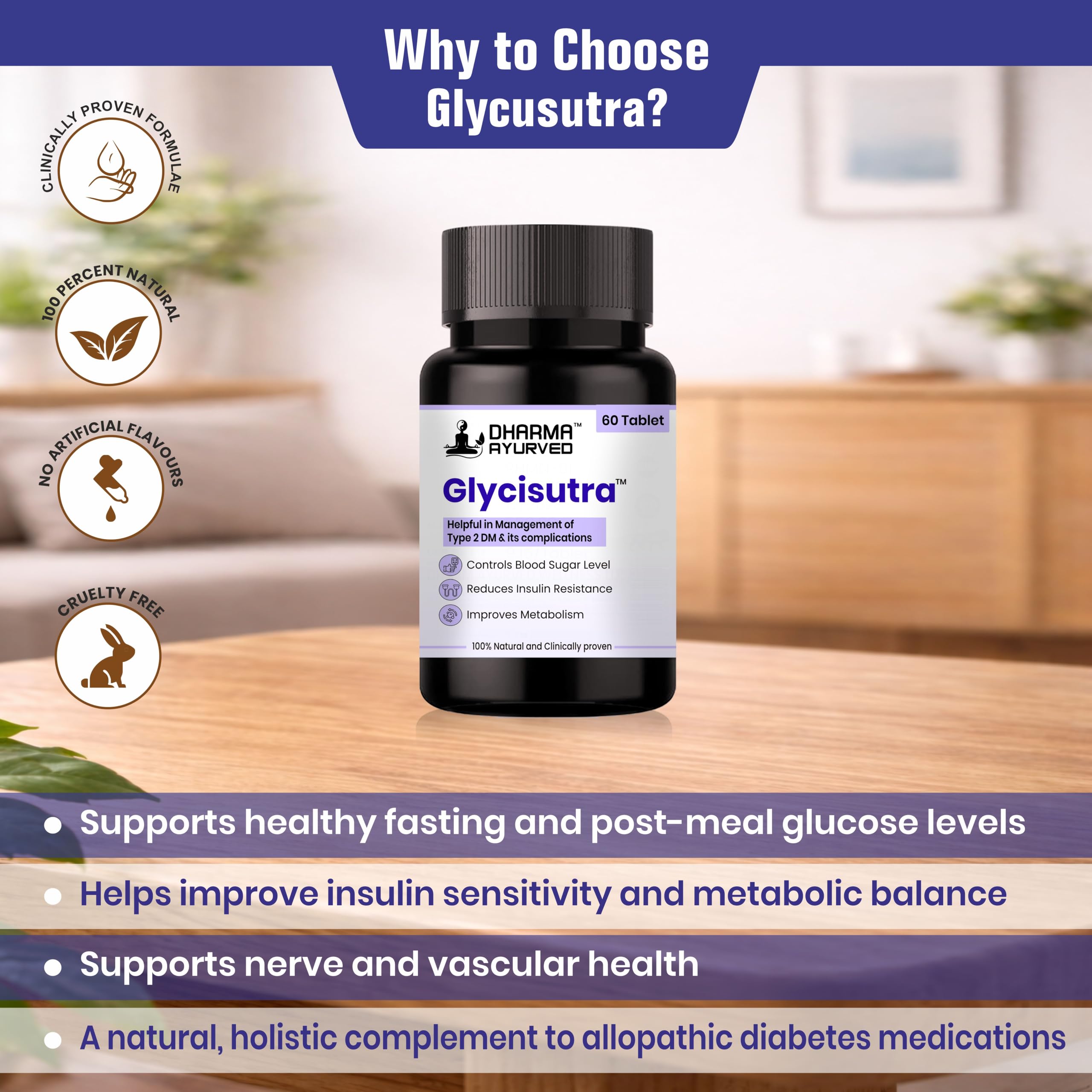 Glycisutra Help.ful in Management of Type, Controls Su-gar Level, Reduces Insulin Resistance, 60 Tablet (Pack of 1) — Amazon image 5