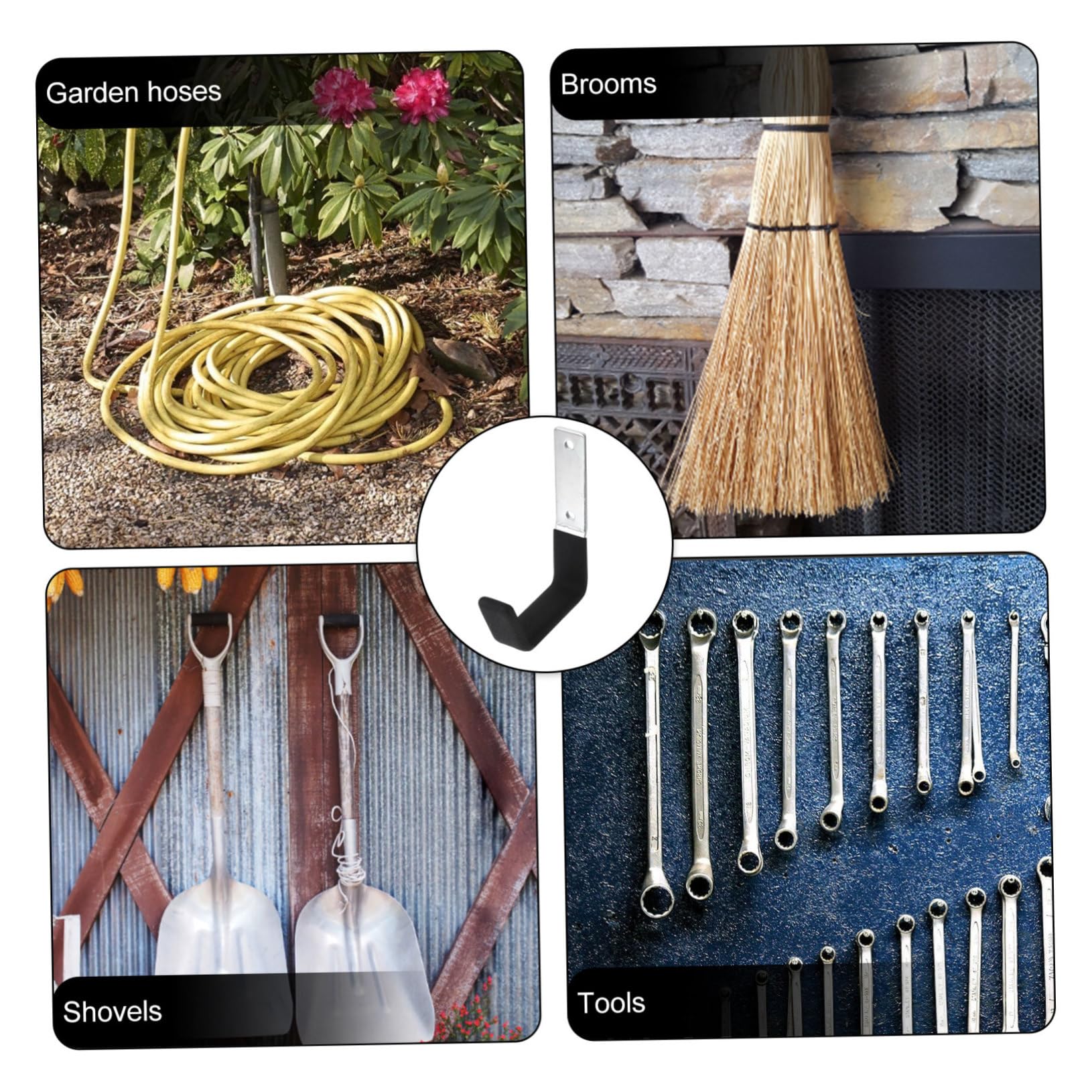VILLCASE 4 Set Ganci Da Muro Pesanti Per Garage Organizer Inossidabile Per Utensili E Attrezzature Facile Installazione E Massima Stabilità Per Spazi E Giardino 2 Pezzi*4