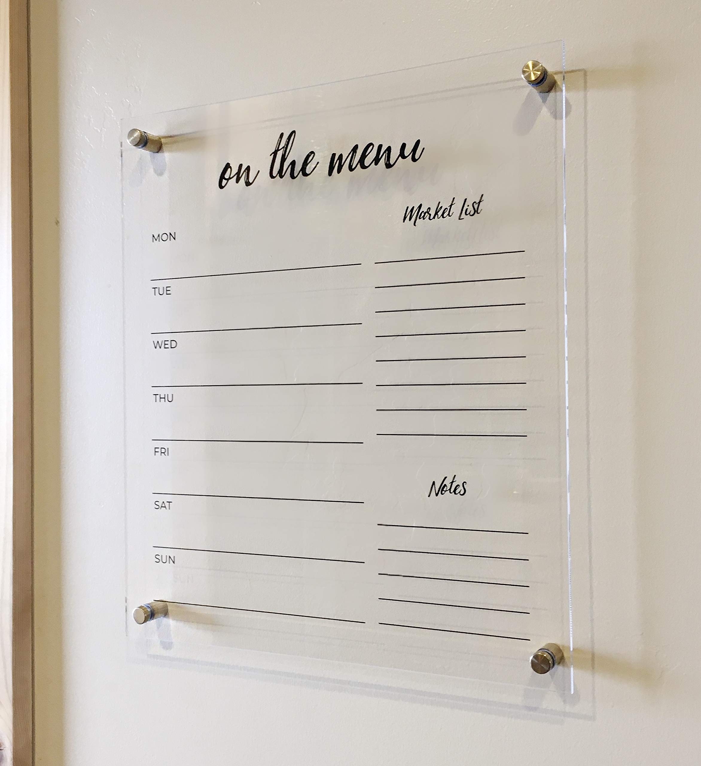 Buy Acrylic Menu Board for Kitchen Dry Erase Weekly Meal Planner and