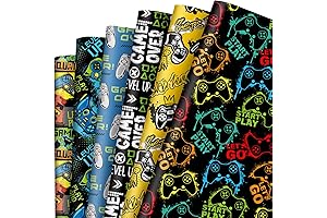 AnyDesign 12Pcs Gamer Wrapping Paper - Vibrant Video Game Gift Wrap for...