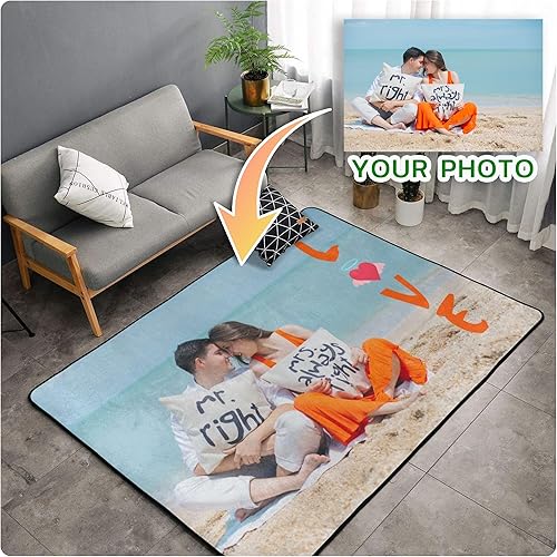Miniatura 6 de Alfombra personalizada con logotipo para dormitorio, alfombras personalizadas para añadir tu propio texto fotográfico, alfombra de área