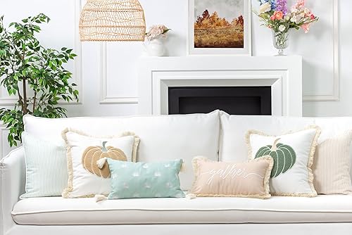 Miniatura 3 de Hofdeco Premium Funda de almohada otoñal para patio interior y exterior, 20 x 20 pulgadas, repelente al agua para patio trasero, sofá, aguamarina