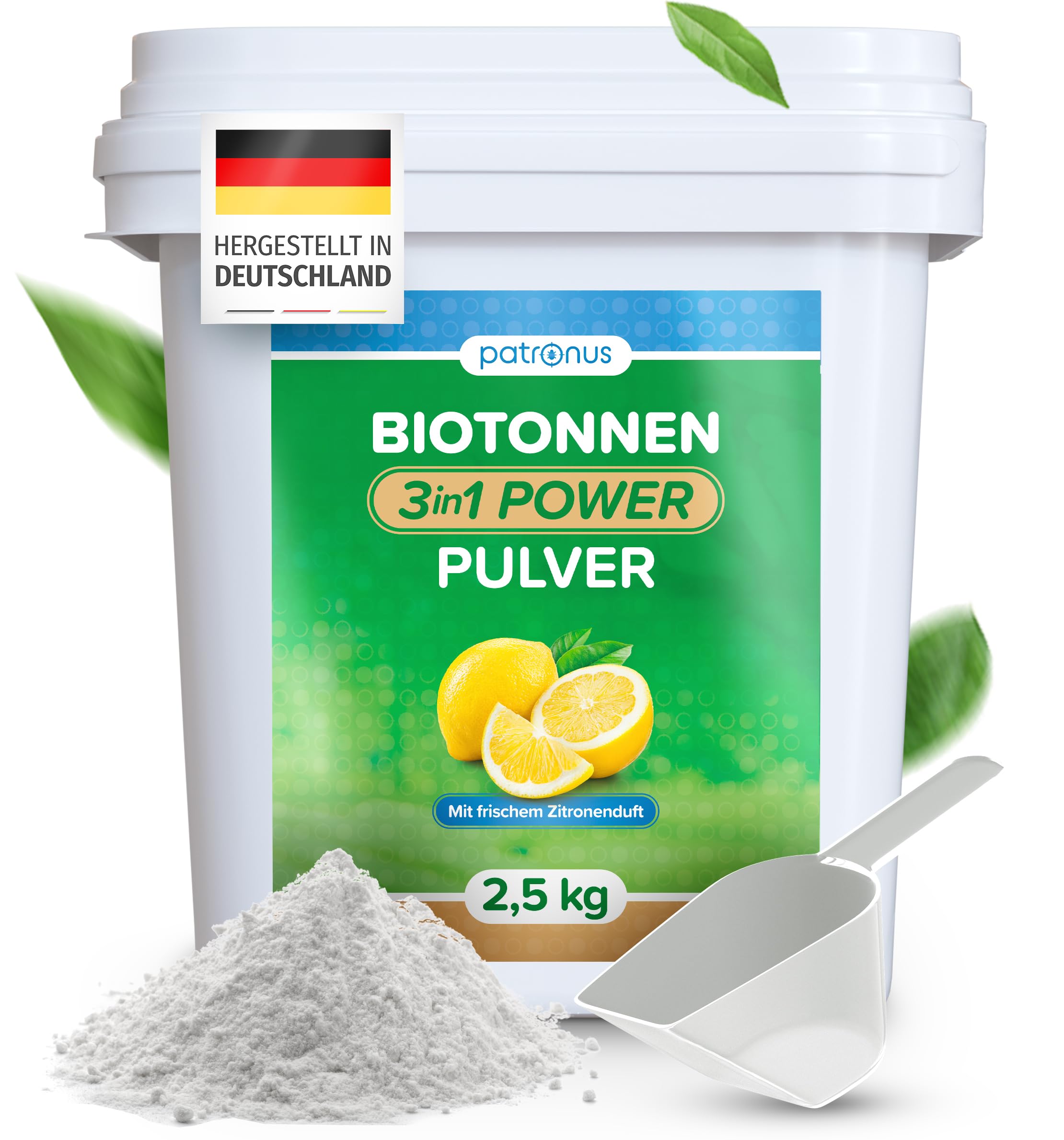 Biotonnenpulver bei Maden und Geruch 2,5kg [Vorteilspack] - effektiver Schutz vor Maden in der Mülltonne, verhindert Schimmel und Feuchtigkeit, biologisch abbaubar für kompostierbare Abfälle