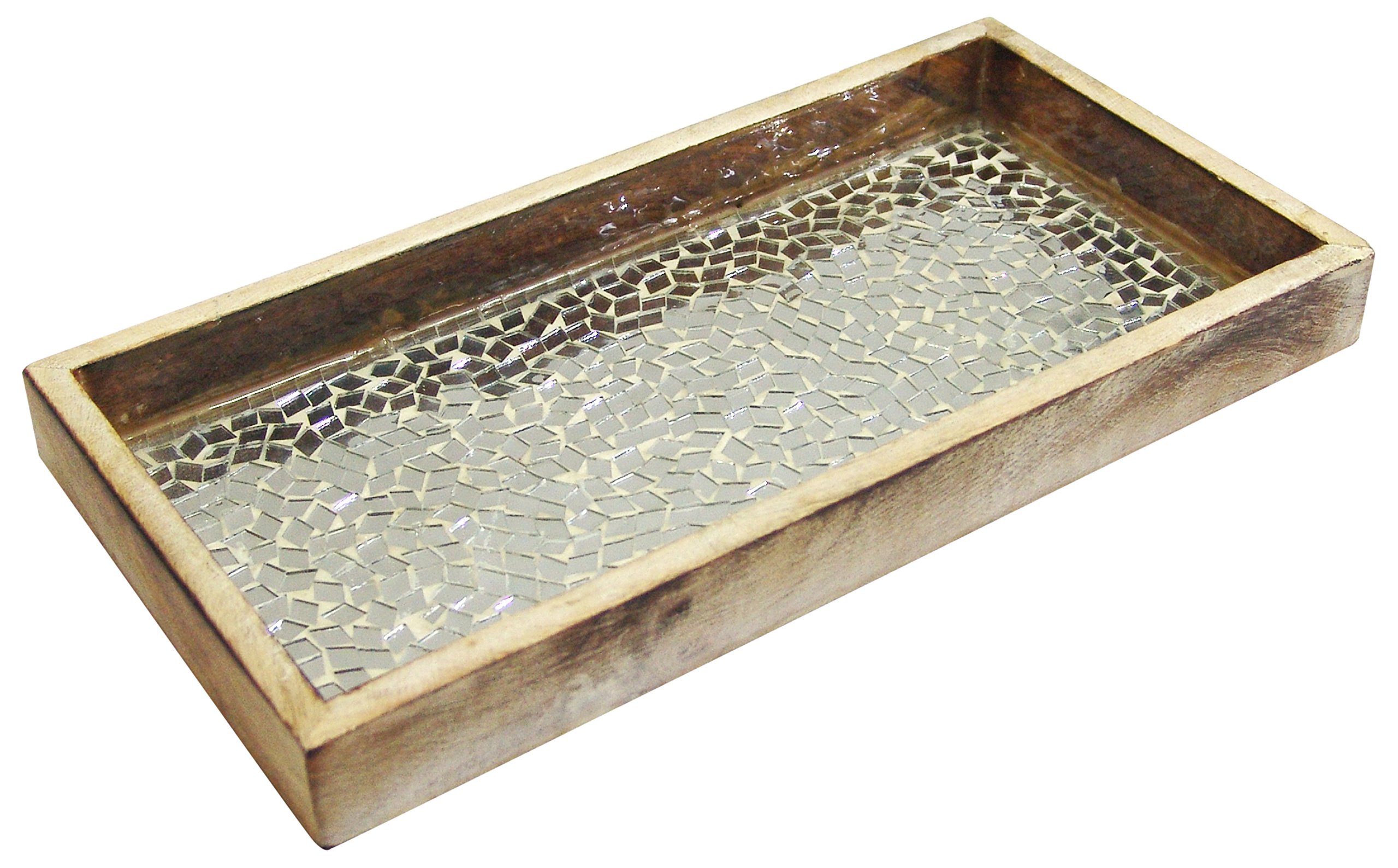 nu steel Silver Mosaic Wooden Tray