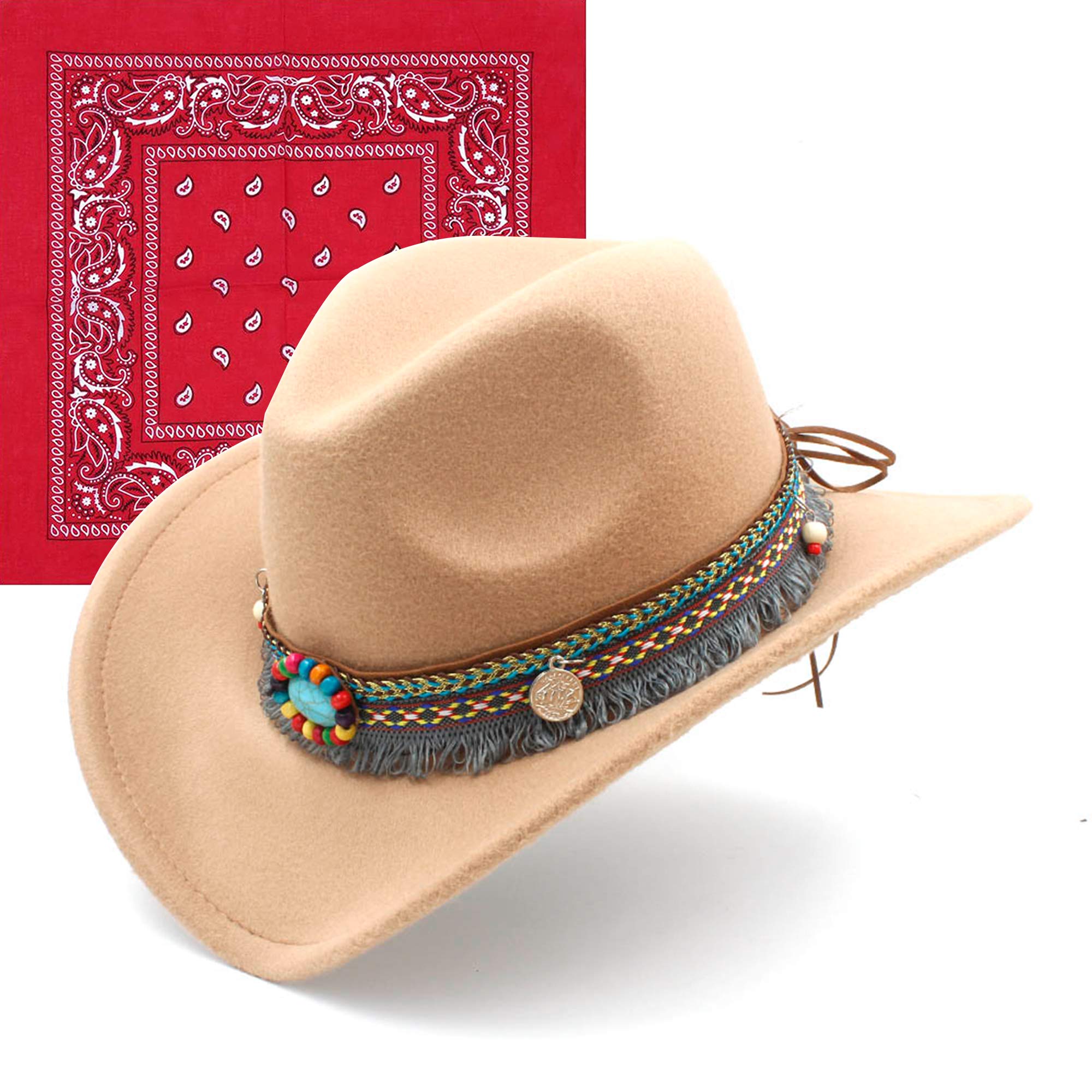 jingshaCowboy Hat Cowgirl Hat with Belt for Men Women Kids Toddler