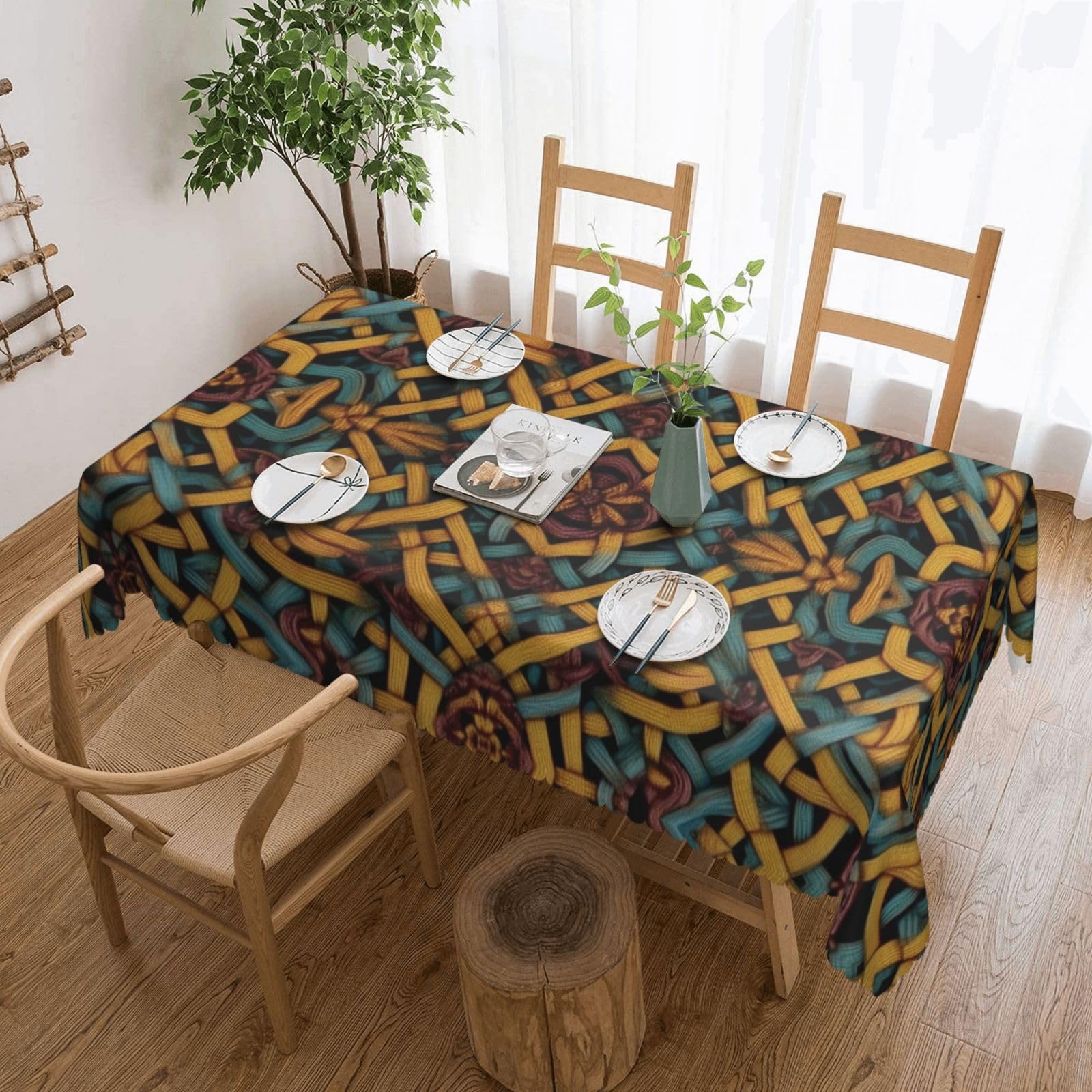 Nappe rectangulaire lavable pour table à manger et moments conviviaux au café