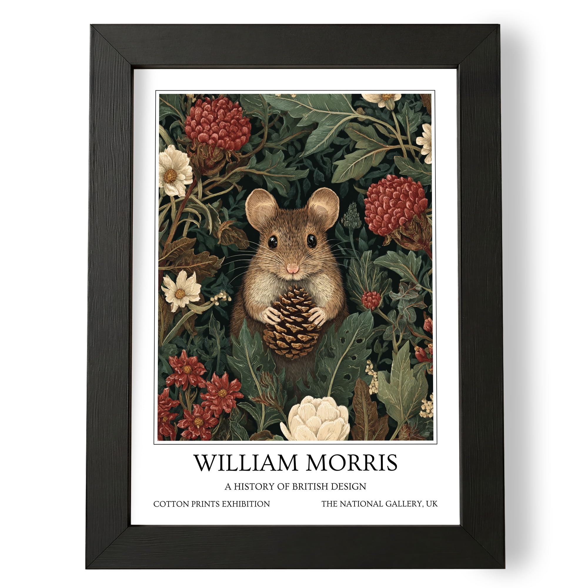 Fans Favourites William Morris - Vintage Art Noevua British Prints, Botanical Wall Art, A History of British Design Collection (Brown Mouse, A4, Framed)