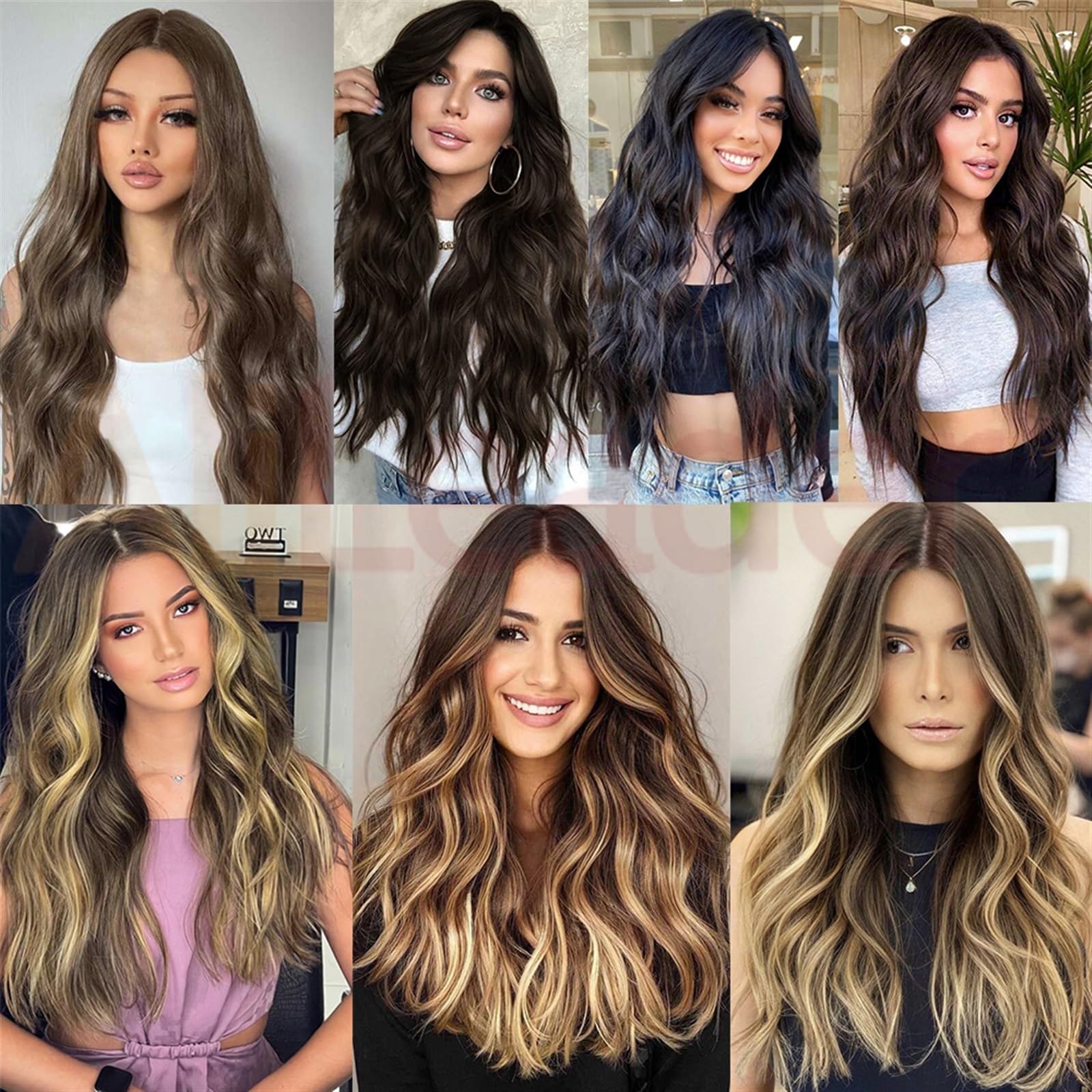 Clip nelle estensioni dei capelli Estensioni dei capelli, 4 pezzi Clip nelle estensioni dei capelli Ricci ondulati spessi Testa piena Clip nelle estensioni Sintetiche Lunghe parrucche nere naturali fo