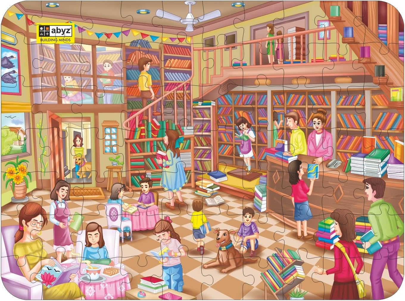 Wooden Jigsaw Library Puzzles 70pcs for Kids of Age 4-8 Years
