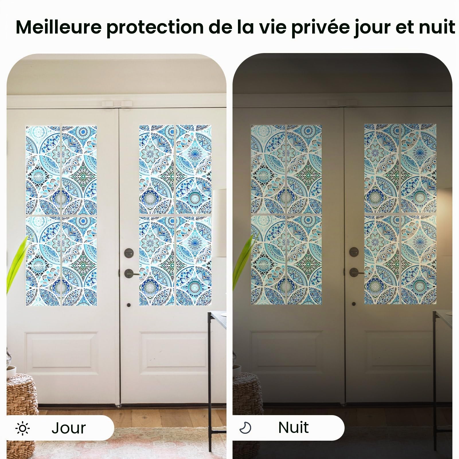 dktie Film pour fenêtre intimité en vinyle non adhésif, film pour verre dépoli pour salle de bain, douche, porte, contrôle de la chaleur, anti-UV 90x200cm