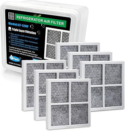 LT120F Refrigerator Air Filter Replacement for LG LT120F Kenmore Elite 46-9918, 469918, 9918, Compatible with ADQ73214402,ADQ73214403, ADQ73214404, ADQ73334008，LRFDS3016S， 6 Pack