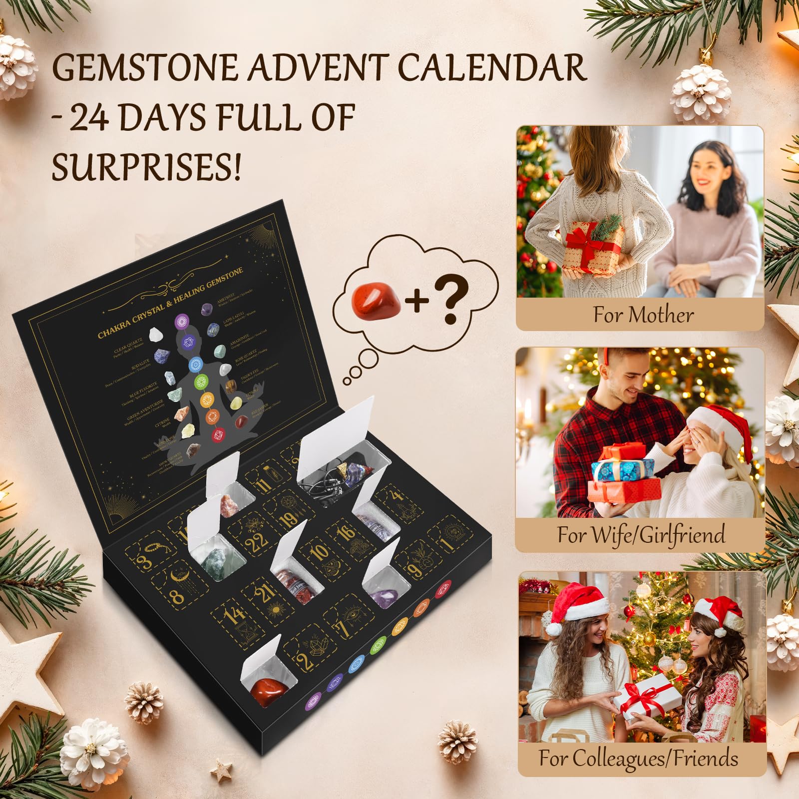 Calendario Adviento 2026 Minerales Piedras Preciosas Cristales Naturales 24 Días Navidad