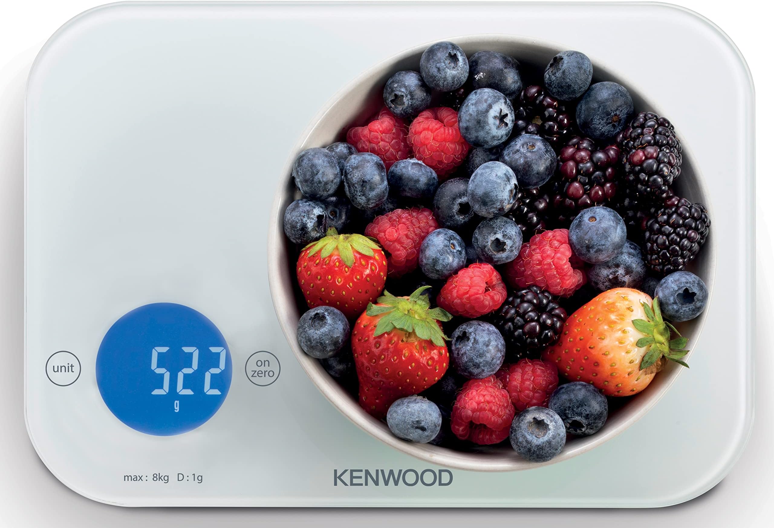 Digital Kitchen Scale | Food Scale | Weighing Scale | Weight Scale | 8Kg/22lbs Capacity 4MM Tempered Glass, Touch Control, Tare/Zero Function, Auto Shut-Off (Batteries Included) WEP50.000BWH