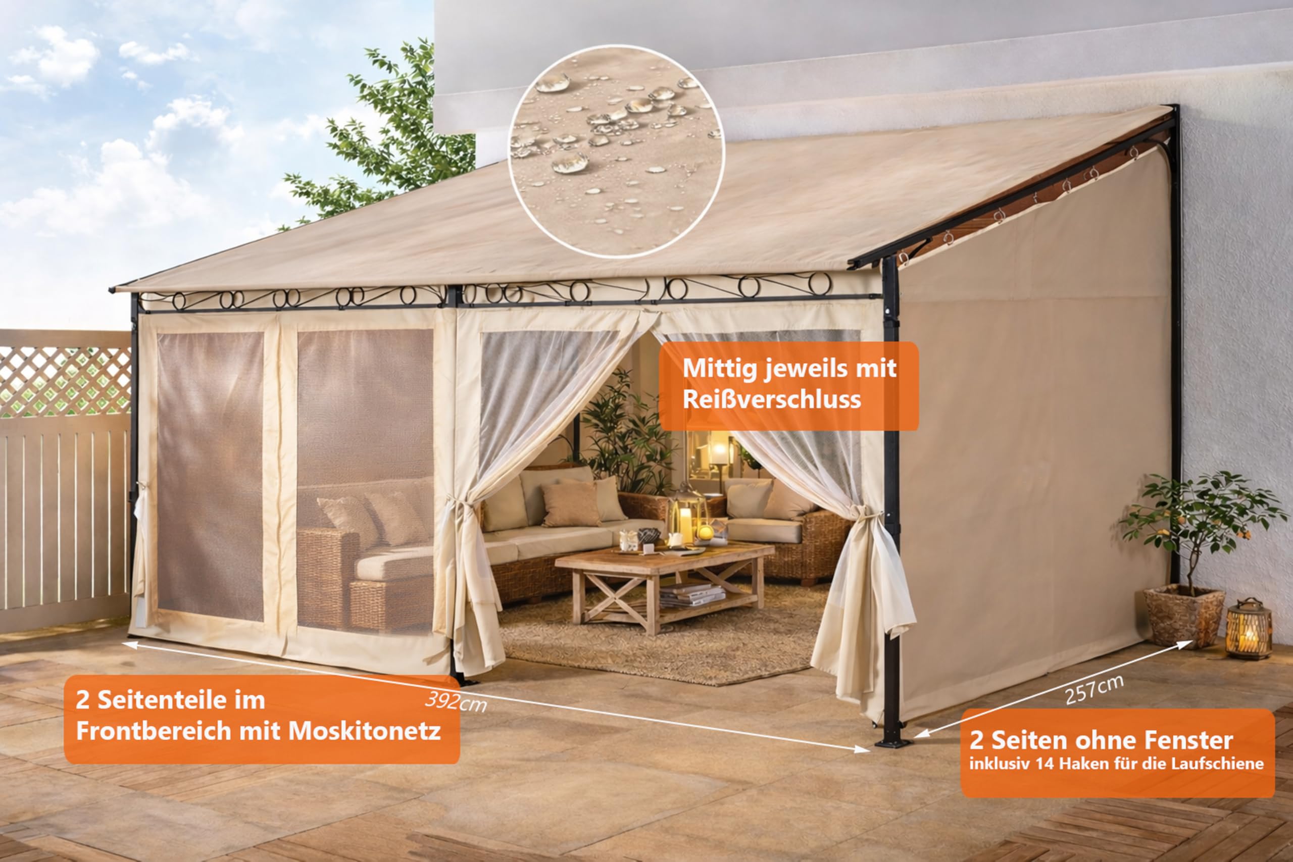 Pergola met lamellendak 6x3m met 4 zonneschermen 3m antraciet Pergola met lamellendak 6x3m met 4 zonneschermen 3m antraciet