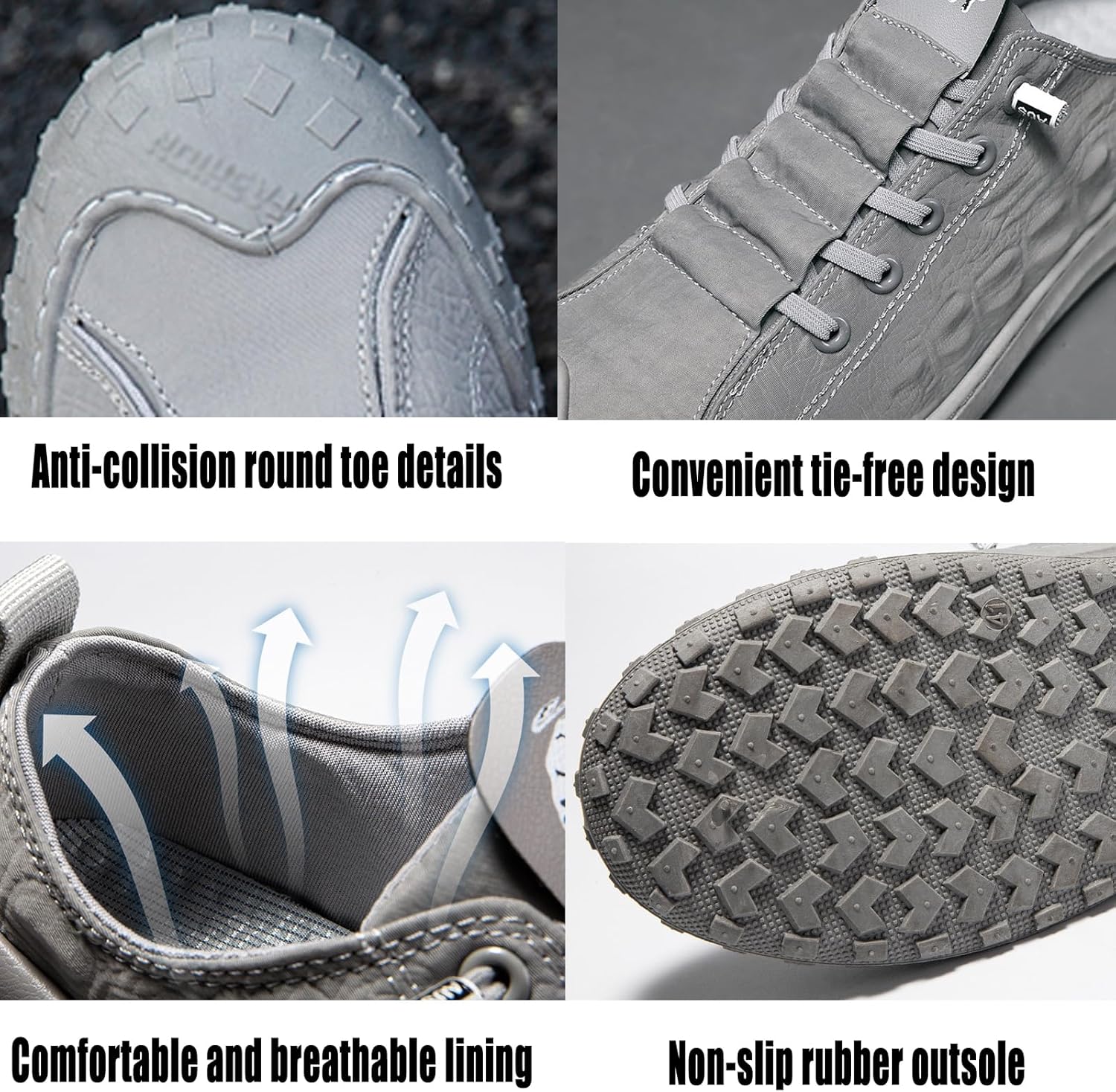 Men's Leather Breathable Slip-on Sneakers,Fashion Handmade Low Top Casual Shoes,Comfortable Soft Sole Non-Slip Canvas Shoes - Image 3