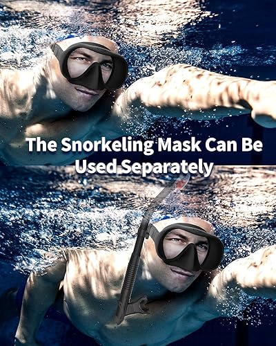 Miniatura 3 de Fawater Juego de esnórquel seco, máscara de buceo con sello de silicona completa, máscara de esnórquel de visión clara de 180 con revestimiento
