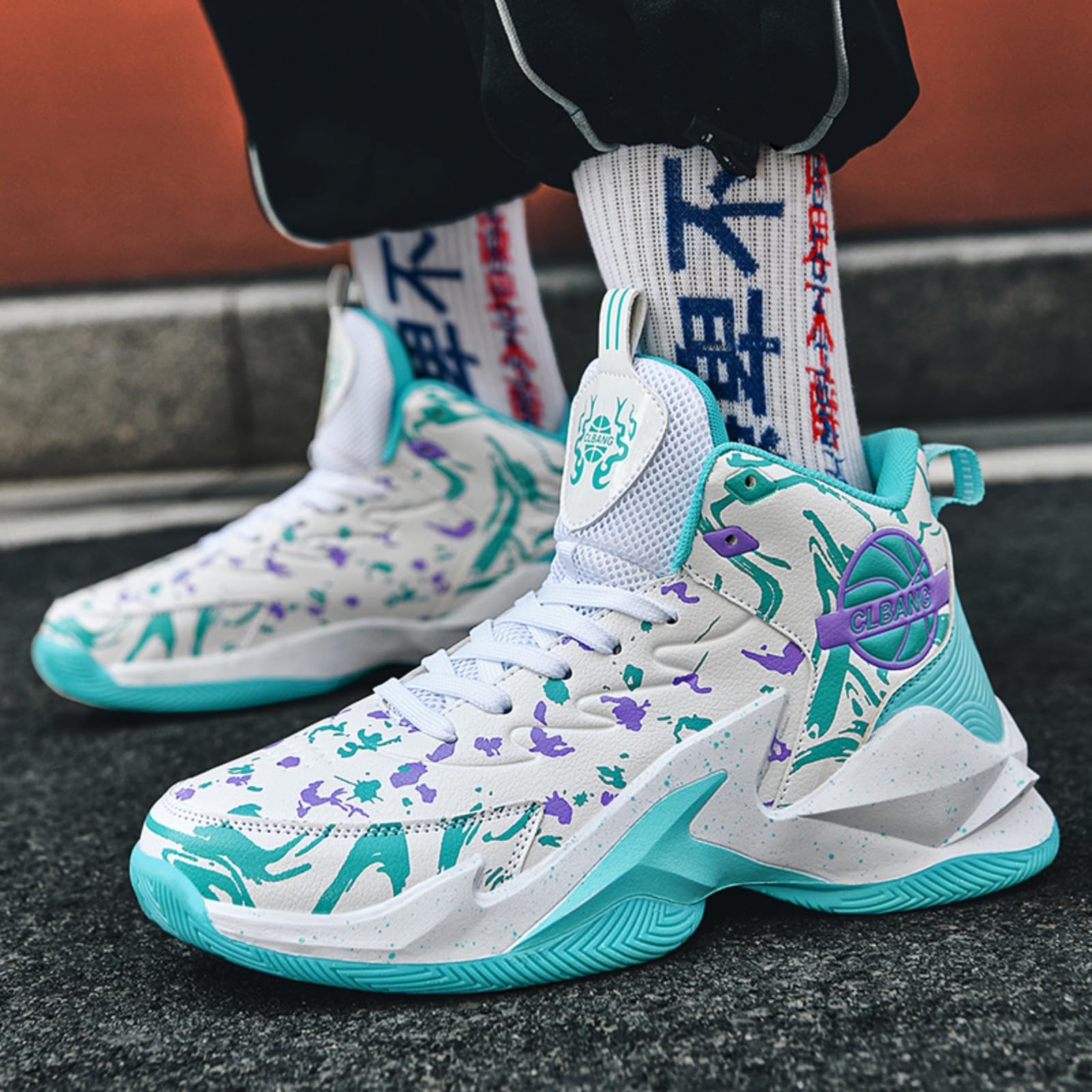 Chaussures de Basket-Ball Montantes Antidérapantes et Respirantes, Légères et Résistantes à l'usure, Sneakers de Sport Confortables pour Adolescents et Adultes, Usage Intérieur Extérieur
