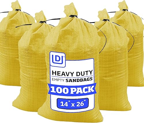 Miniatura 25 de DURASACK Bolsas de arena resistentes con cuerdas de amarre, bolsas de arena de polipropileno tejidas vacías para control de inundaciones con 1600