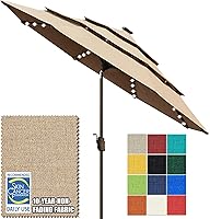 Vista 71 de EliteShade USA - Sombrilla solar de 9 pies / 2.74 metros, de 3 niveles, con 10 años sin decoloración, 80 luces LED para patio, mesa al aire libre