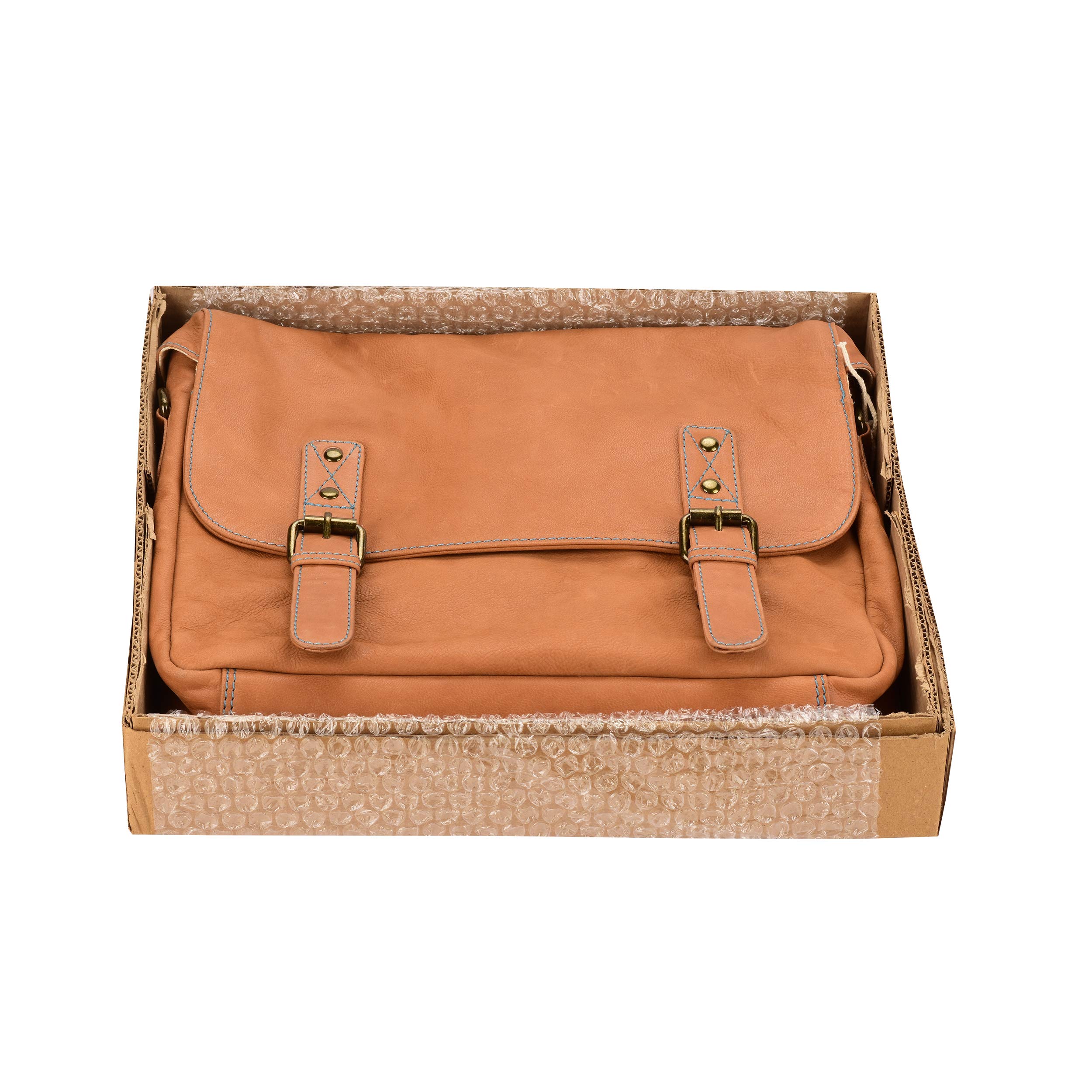 30,5 cm portatile vintage a mano in pelle messenger bag per uomo donna flap over Office Best Satchel scuola tan DIB755