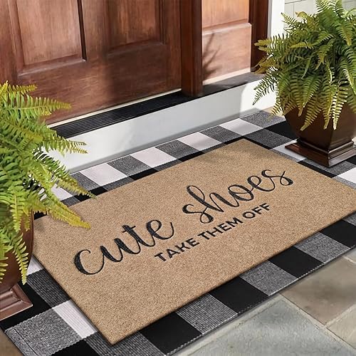 Miniatura 2 de Felpudo de bienvenida para puerta delantera, entrada al aire libre, zapatos lindos para quitarlos, tapetes interiores con parte trasera de goma,